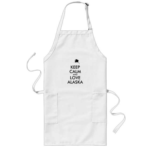 Customisable KEEP CALM and LOVE ALASKA Long Apron (Front)