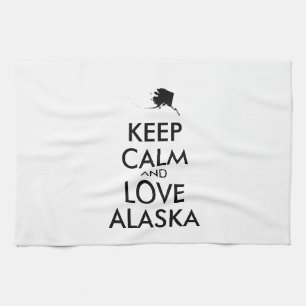 Customisable KEEP CALM and LOVE ALASKA Tea Towel