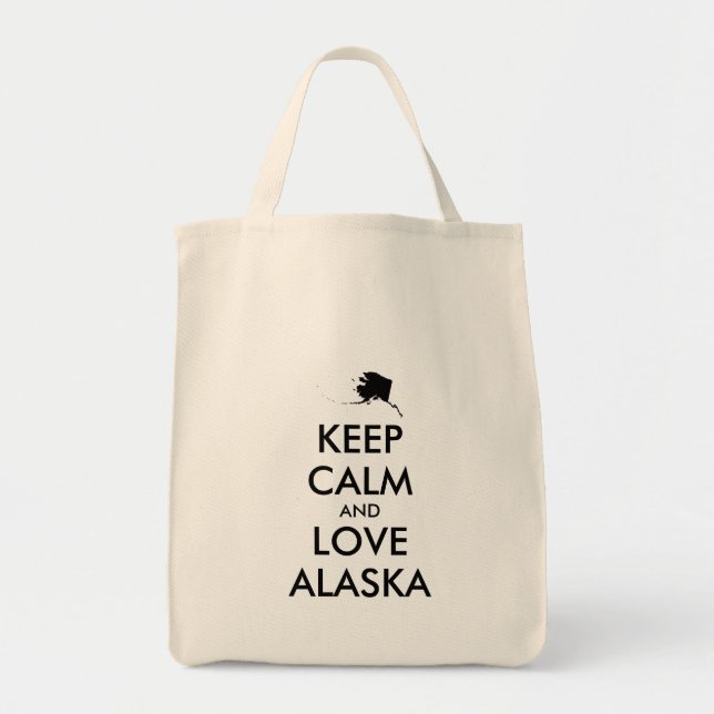 Customisable KEEP CALM and LOVE ALASKA Tote Bag (Front)