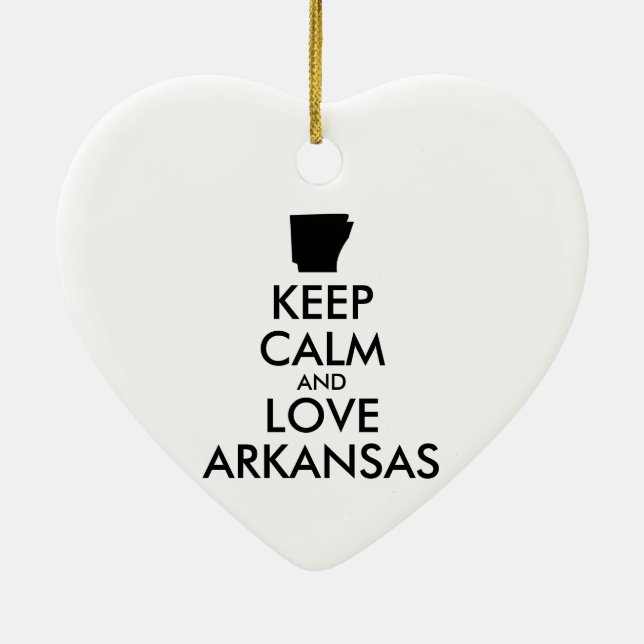 Customisable KEEP CALM and LOVE ARKANSAS Ceramic Tree Decoration (Back)