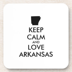 Customisable KEEP CALM and LOVE ARKANSAS Coaster