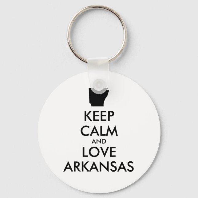 Customisable KEEP CALM and LOVE ARKANSAS Key Ring (Front)