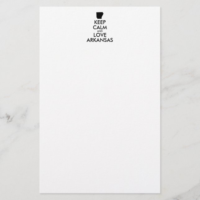 Customisable KEEP CALM and LOVE ARKANSAS Stationery (Front)