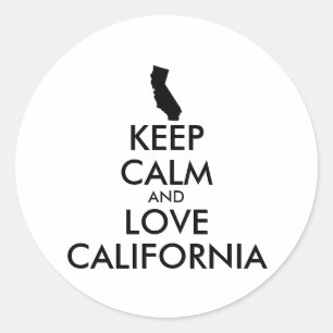 Customisable KEEP CALM and LOVE CALIFORNIA Classic Round Sticker