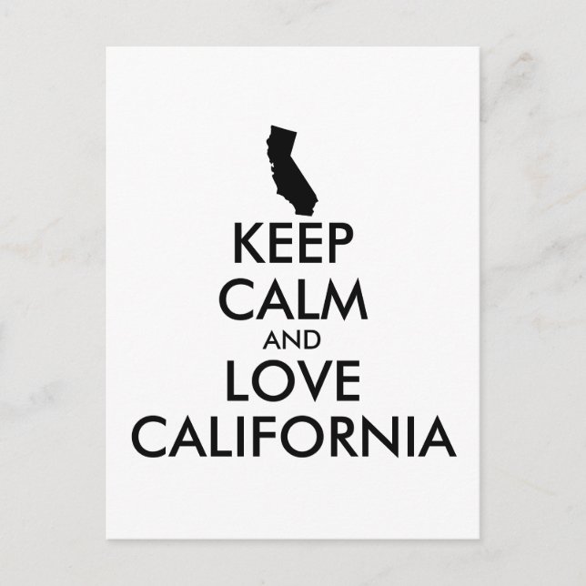 Customisable KEEP CALM and LOVE CALIFORNIA Postcard (Front)