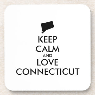 Customisable KEEP CALM and LOVE CONNECTICUT Coaster