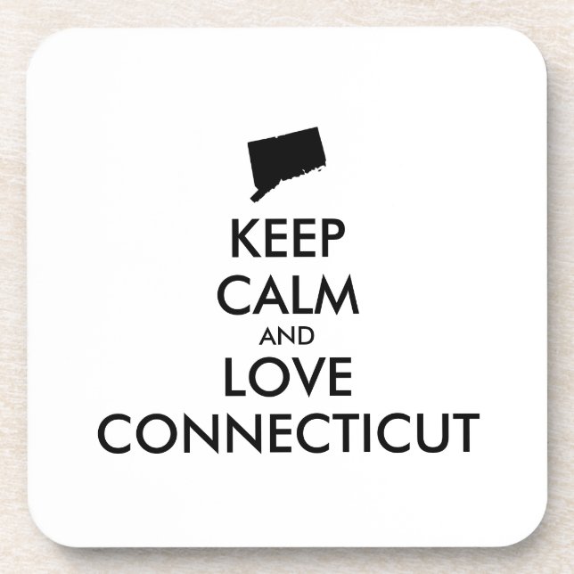 Customisable KEEP CALM and LOVE CONNECTICUT Coaster (Front)