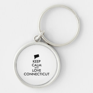 Customisable KEEP CALM and LOVE CONNECTICUT Key Ring