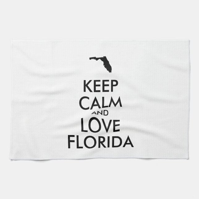 Customisable KEEP CALM and LOVE FLORIDA Tea Towel (Horizontal)