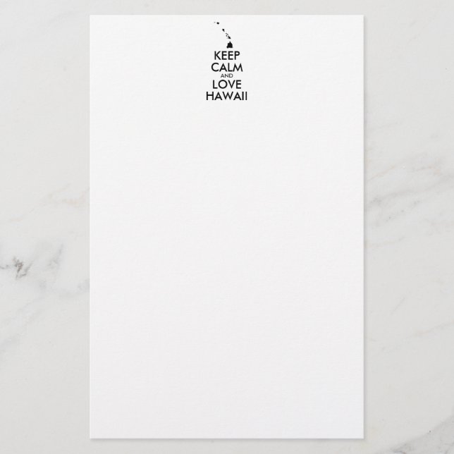 Customisable KEEP CALM and LOVE HAWAII Stationery (Front)