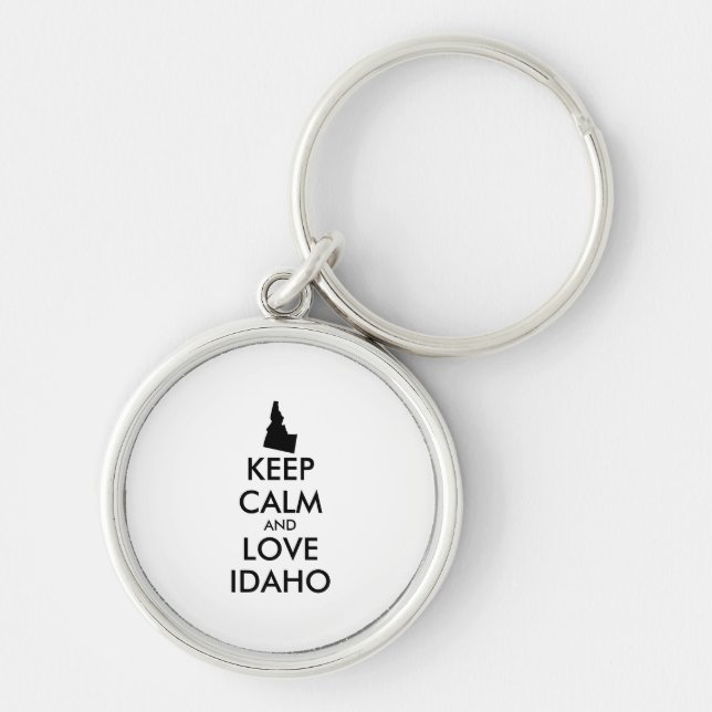 Customisable KEEP CALM and LOVE IDAHO Key Ring (Front)
