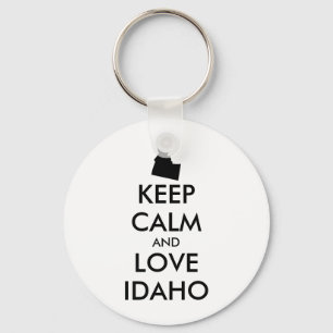 Customisable KEEP CALM and LOVE IDAHO Key Ring