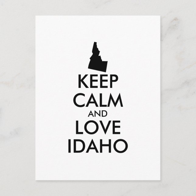 Customisable KEEP CALM and LOVE IDAHO Postcard (Front)