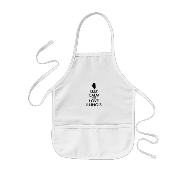 Customisable KEEP CALM and LOVE ILLINOIS Kids Apron (Front)