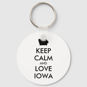 Customisable KEEP CALM and LOVE IOWA Key Ring