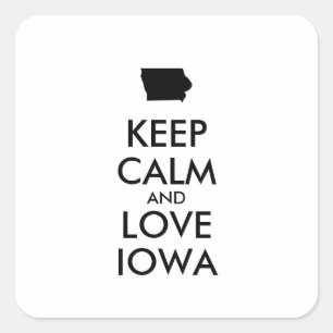 Customisable KEEP CALM and LOVE IOWA Square Sticker