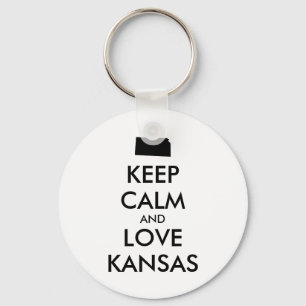 Customisable KEEP CALM and LOVE KANSAS Key Ring