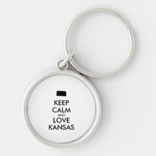 Customisable KEEP CALM and LOVE KANSAS Key Ring