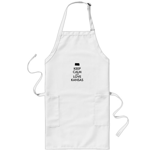Customisable KEEP CALM and LOVE KANSAS Long Apron (Front)