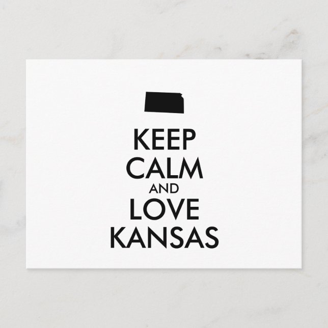 Customisable KEEP CALM and LOVE KANSAS Postcard (Front)