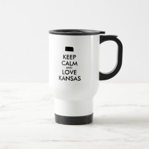 Customisable KEEP CALM and LOVE KANSAS Travel Mug
