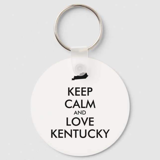 Customisable KEEP CALM and LOVE KENTUCKY Key Ring (Front)