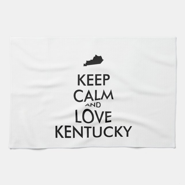 Customisable KEEP CALM and LOVE KENTUCKY Tea Towel (Horizontal)