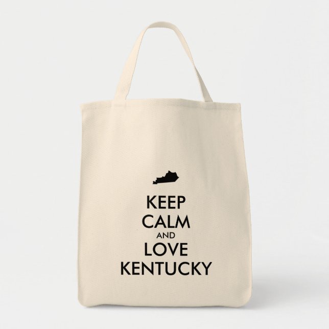 Customisable KEEP CALM and LOVE KENTUCKY Tote Bag (Front)