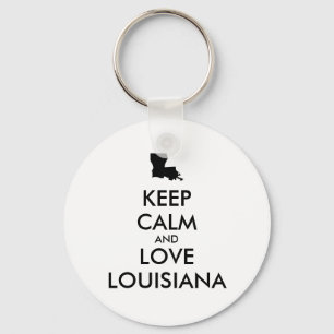 Customisable KEEP CALM and LOVE LOUISIANA Key Ring