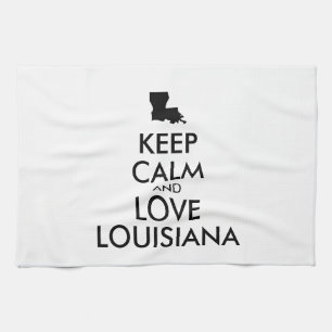 Customisable KEEP CALM and LOVE LOUISIANA Tea Towel