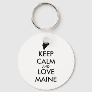 Customisable KEEP CALM and LOVE MAINE Key Ring