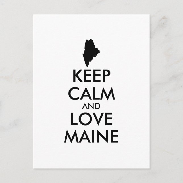 Customisable KEEP CALM and LOVE MAINE Postcard (Front)