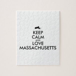 Customisable KEEP CALM and LOVE MASSACHUSETTS Jigsaw Puzzle