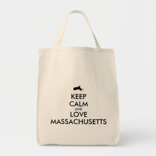 Customisable KEEP CALM and LOVE MASSACHUSETTS Tote Bag