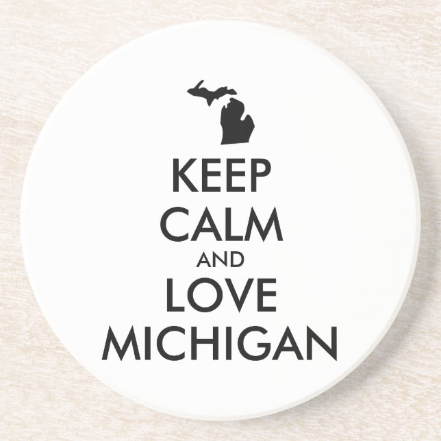 Customisable KEEP CALM and LOVE MICHIGAN Coaster (Front)
