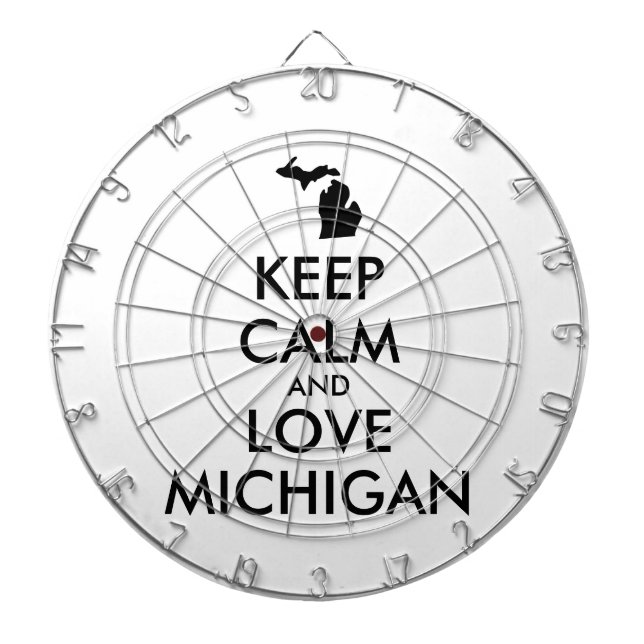 Customisable KEEP CALM and LOVE MICHIGAN Dartboard (Front)