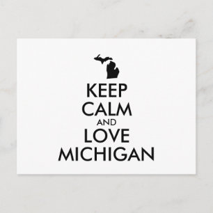 Customisable KEEP CALM and LOVE MICHIGAN Postcard