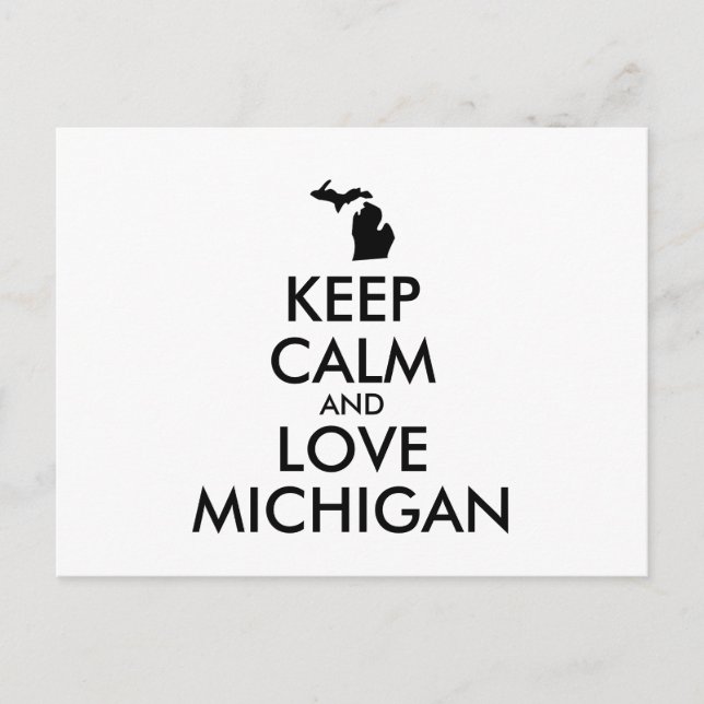 Customisable KEEP CALM and LOVE MICHIGAN Postcard (Front)