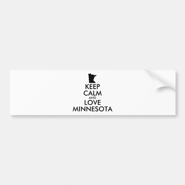 Customisable KEEP CALM and LOVE MINNESOTA Bumper Sticker (Front)