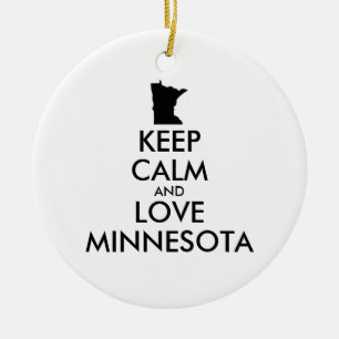 Customisable KEEP CALM and LOVE MINNESOTA Ceramic Tree Decoration