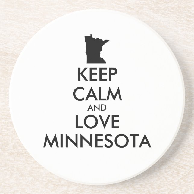Customisable KEEP CALM and LOVE MINNESOTA Coaster (Front)