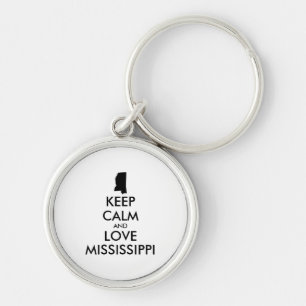 Customisable KEEP CALM and LOVE MISSISSIPPI Key Ring