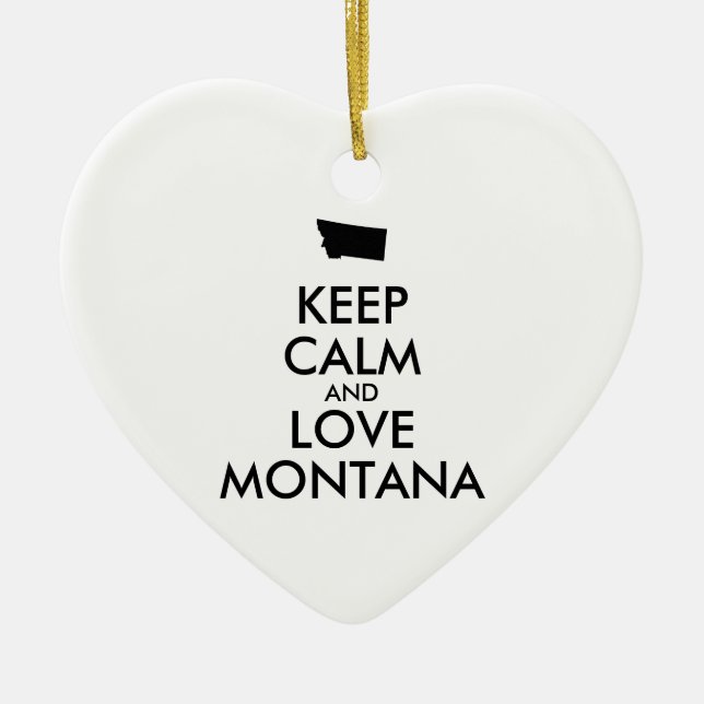 Customisable KEEP CALM and LOVE MONTANA Ceramic Tree Decoration (Front)