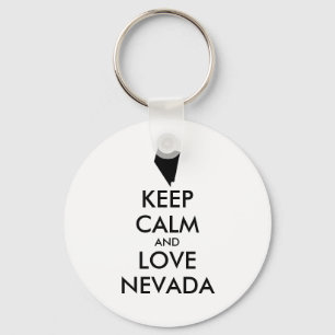 Customisable KEEP CALM and LOVE NEVADA Key Ring