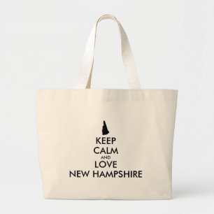 Customisable KEEP CALM and LOVE NEW HAMPSHIRE Large Tote Bag