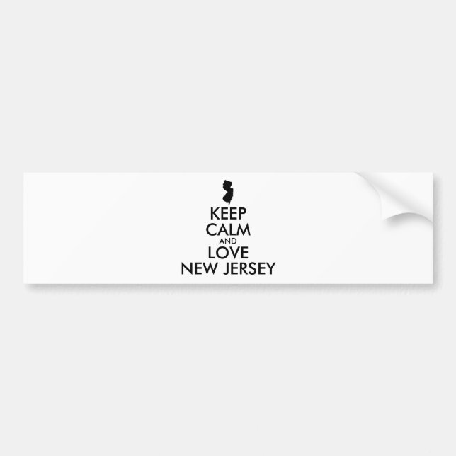Customisable KEEP CALM and LOVE NEW JERSEY Bumper Sticker (Front)
