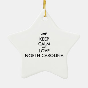 Customisable KEEP CALM and LOVE NORTH CAROLINA Ceramic Tree Decoration