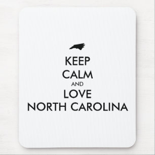 Customisable KEEP CALM and LOVE NORTH CAROLINA Mouse Mat