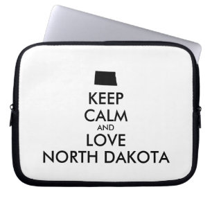 Customisable KEEP CALM and LOVE NORTH DAKOTA Laptop Sleeve