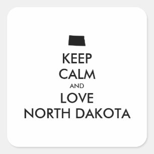Customisable KEEP CALM and LOVE NORTH DAKOTA Square Sticker